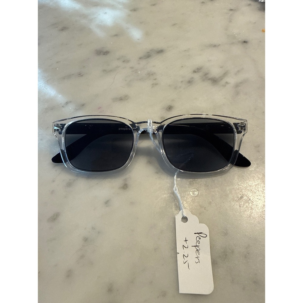 Peepers 357 Clear Frame Reading Sunglasses +2.25 Magnification Black Lens Unisex